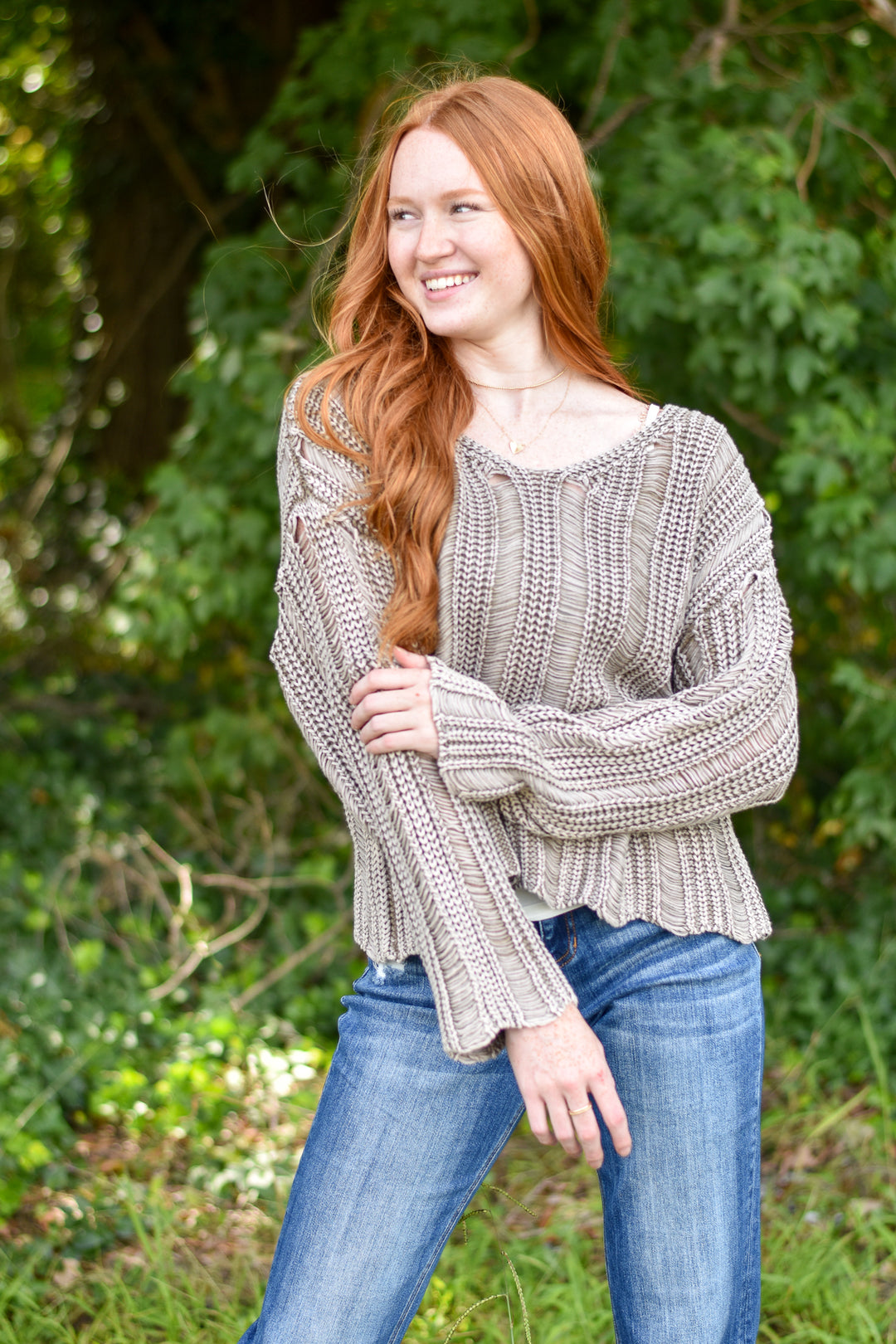 Distressed Mineral Wash Sweater