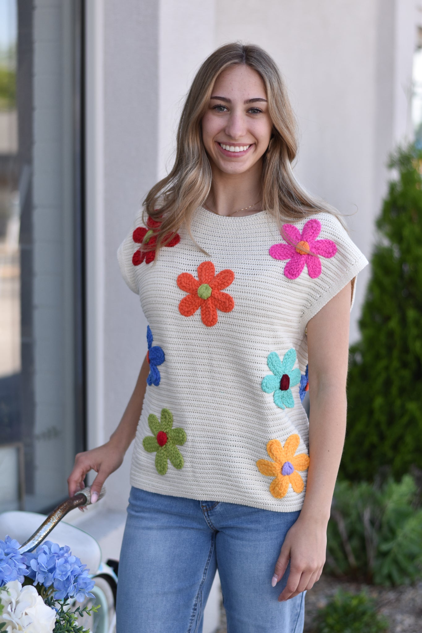 Crochet Flower Embroidery Top