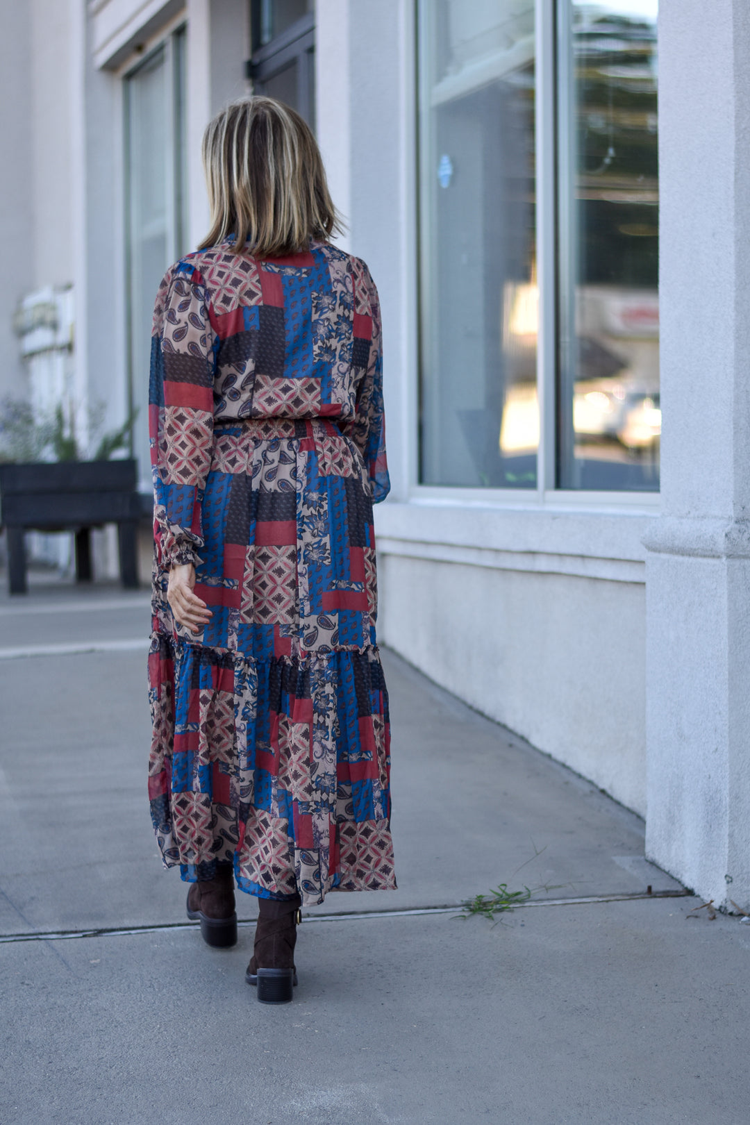 Metallic Scarf Print Dress