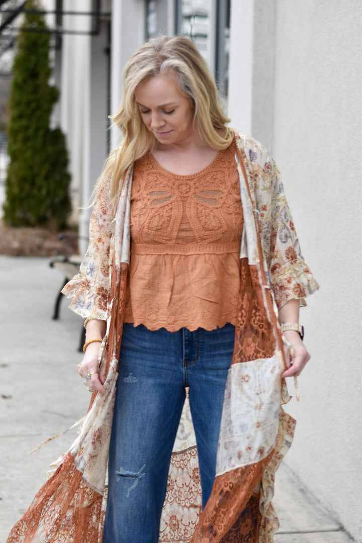 Boho Crochet Ribbon Top