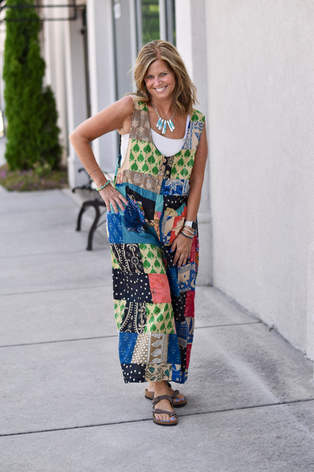 Pol Wander Patchwork Overall Jumpsuit