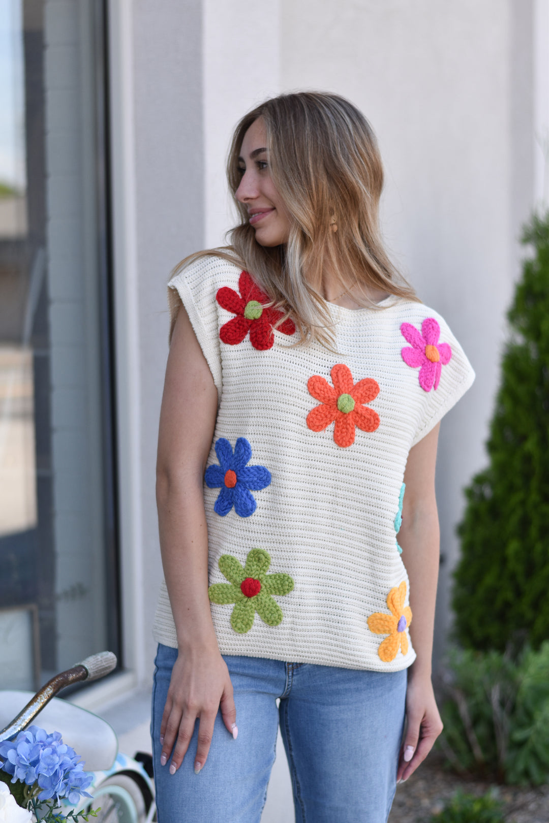 Crochet Flower Embroidery Top