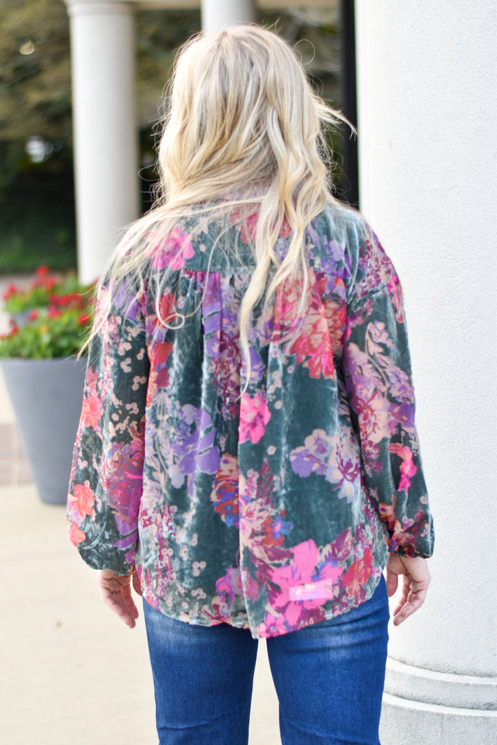 Luxury Velvet Floral Top