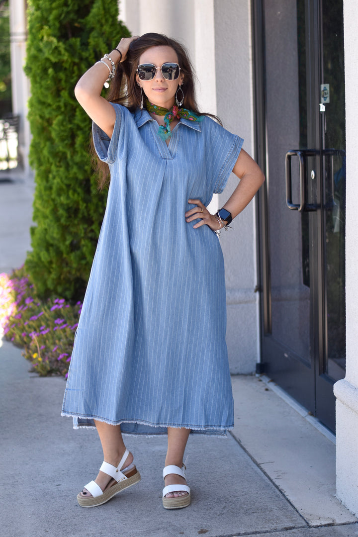 Umgee Habor Stripe Midi Dress