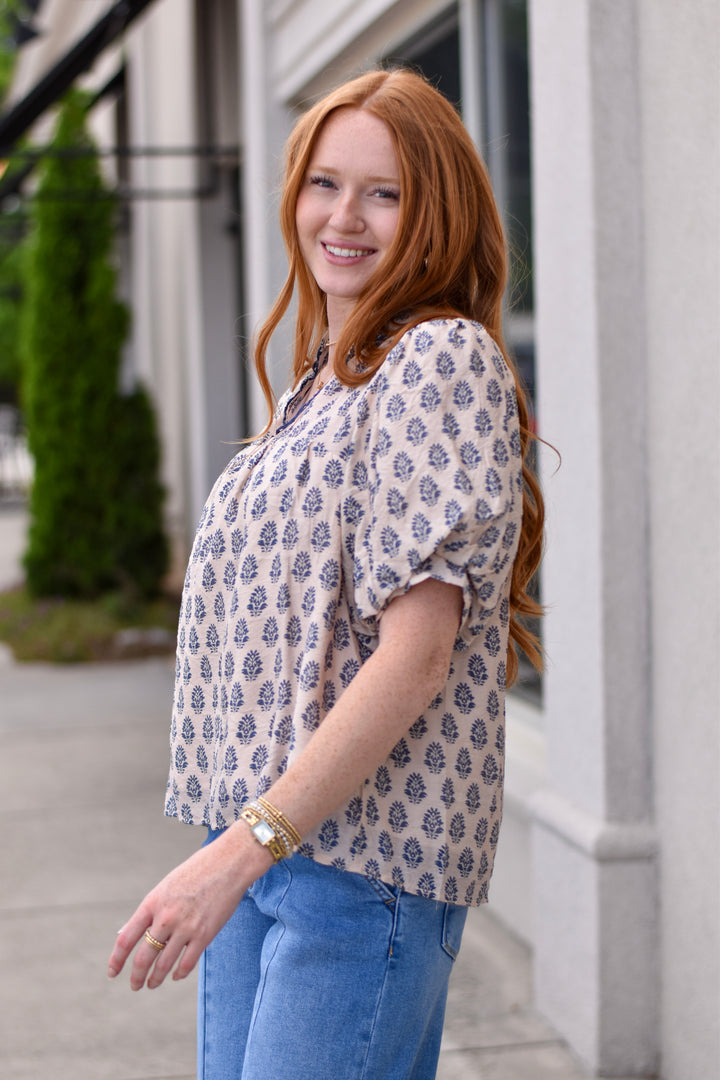 Umgee Carolina Skies Scallop Top