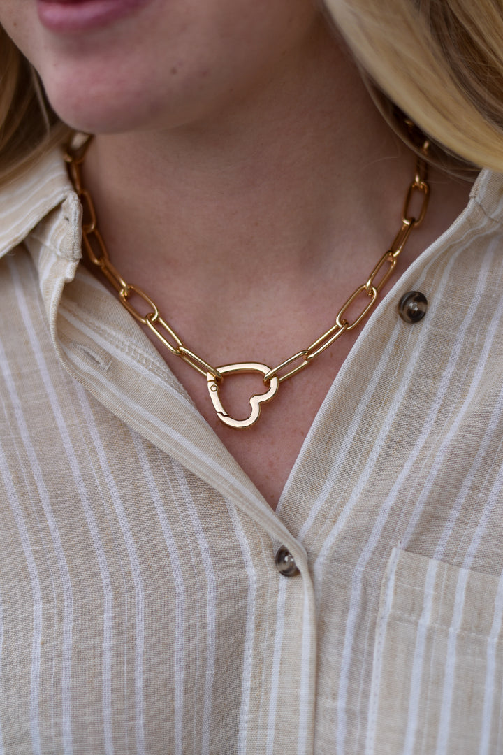 Locks of Love Gold Chain Heart Necklace
