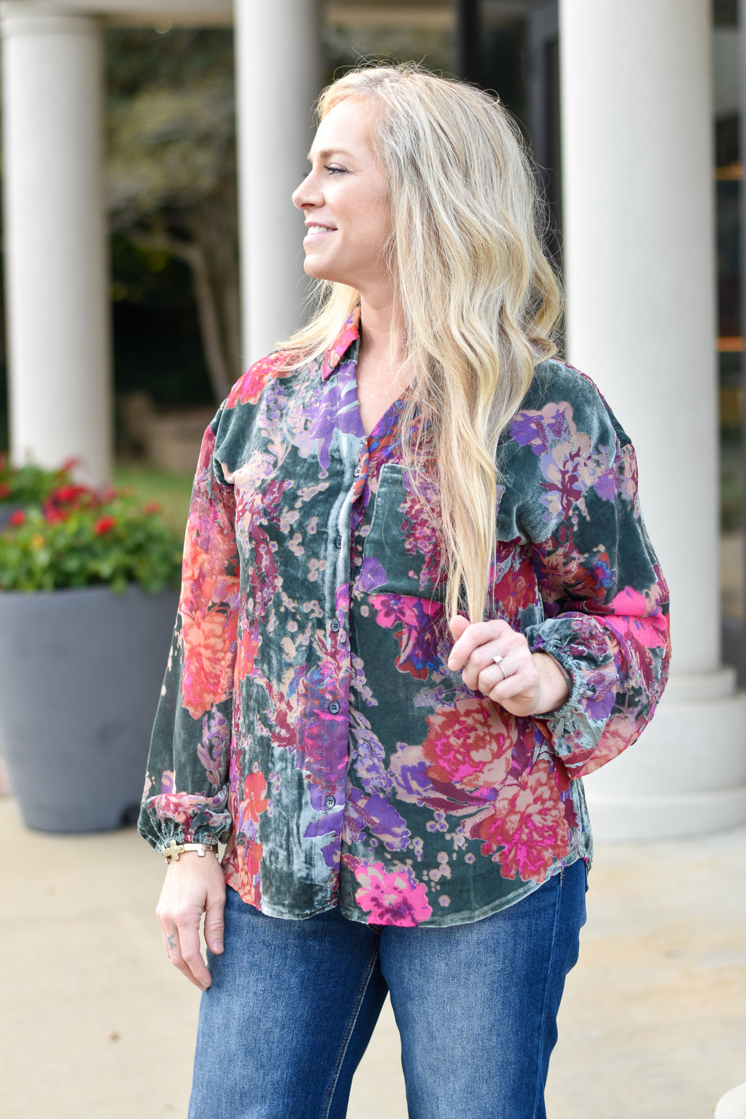 Luxury Velvet Floral Top