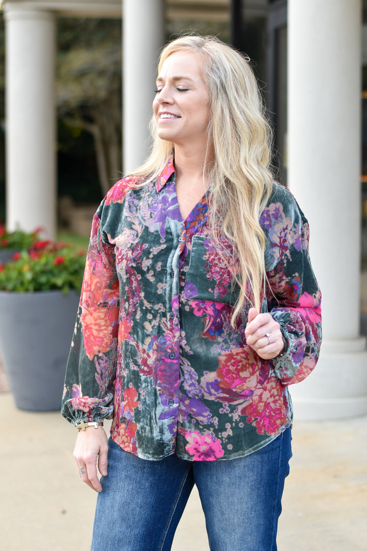 Luxury Velvet Floral Top