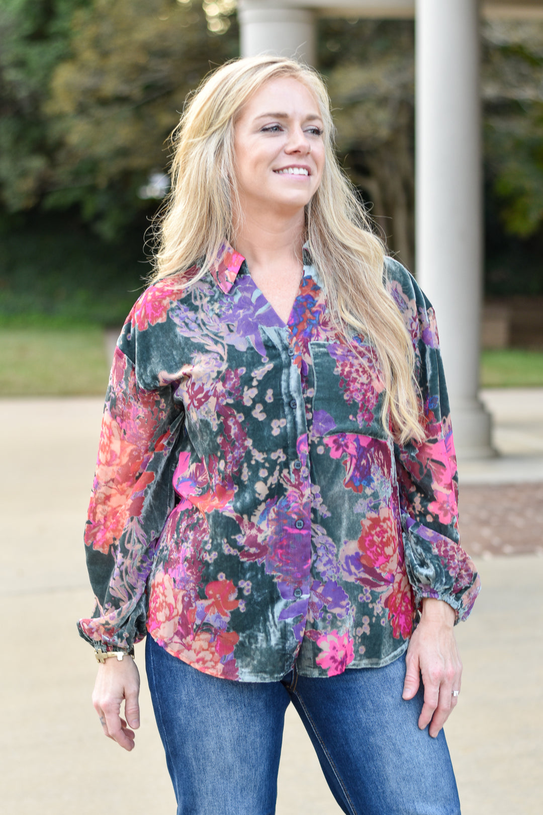 Luxury Velvet Floral Top