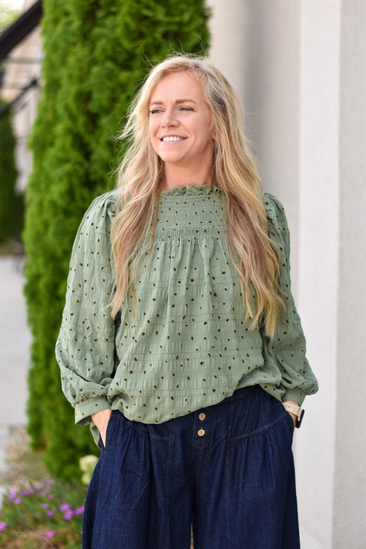 Umgee Polka Dot Blouse