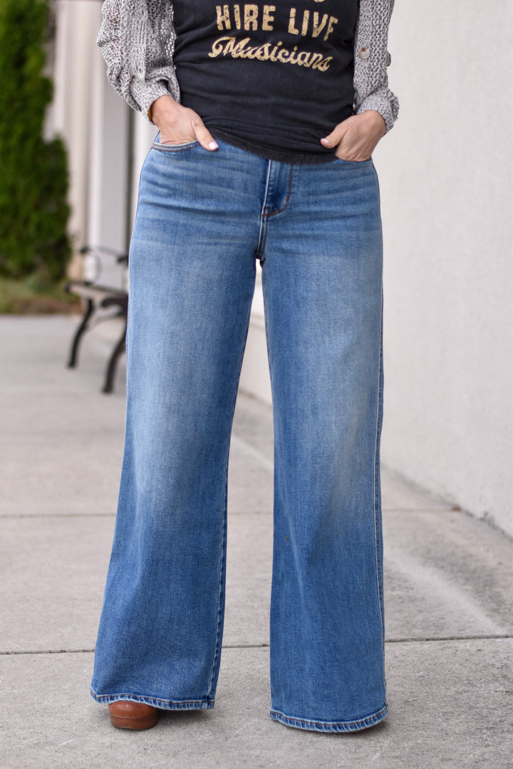 Judy Blue Retro Wide Leg High Rise Jeans