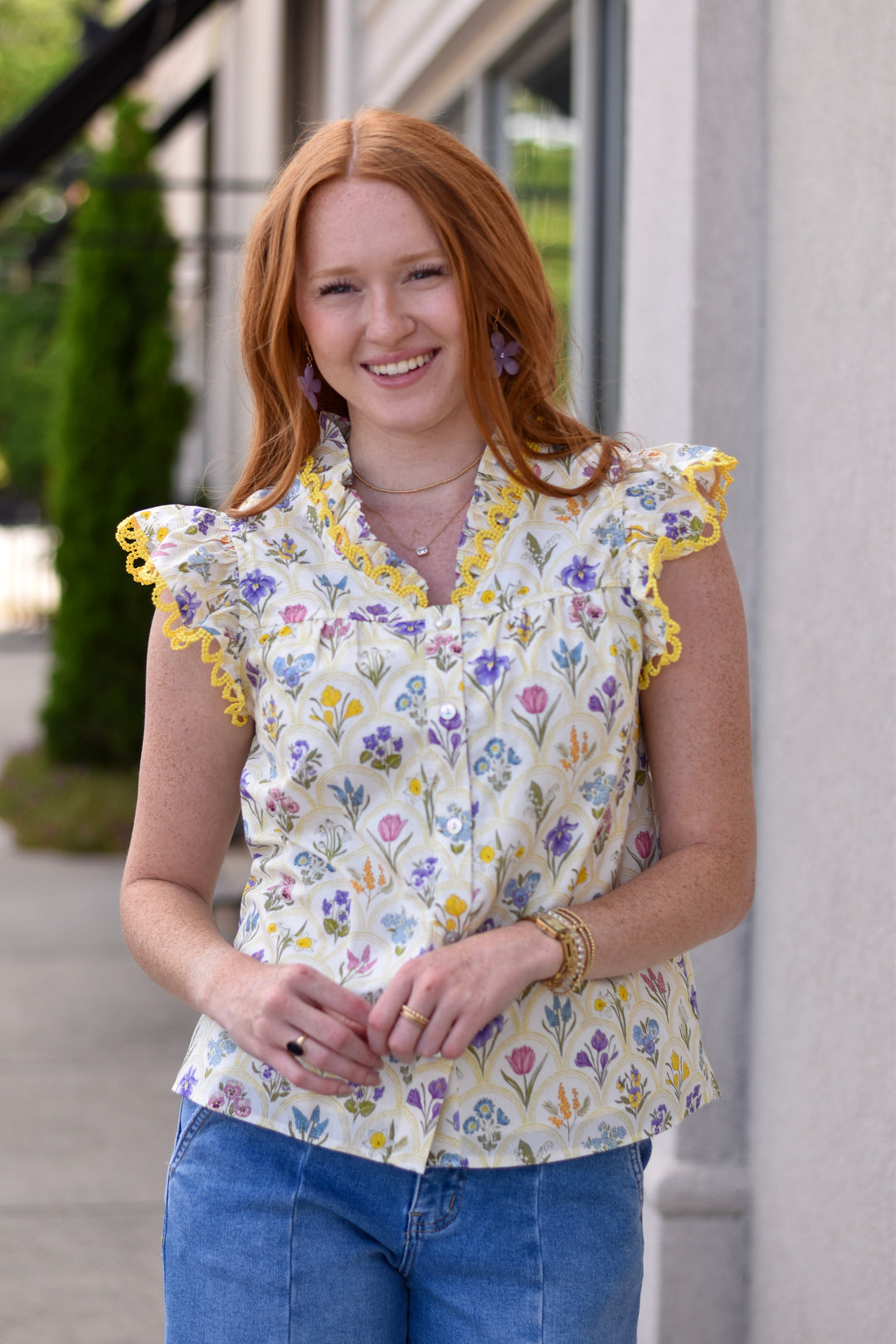 Whimsy Bloom Scallop Top