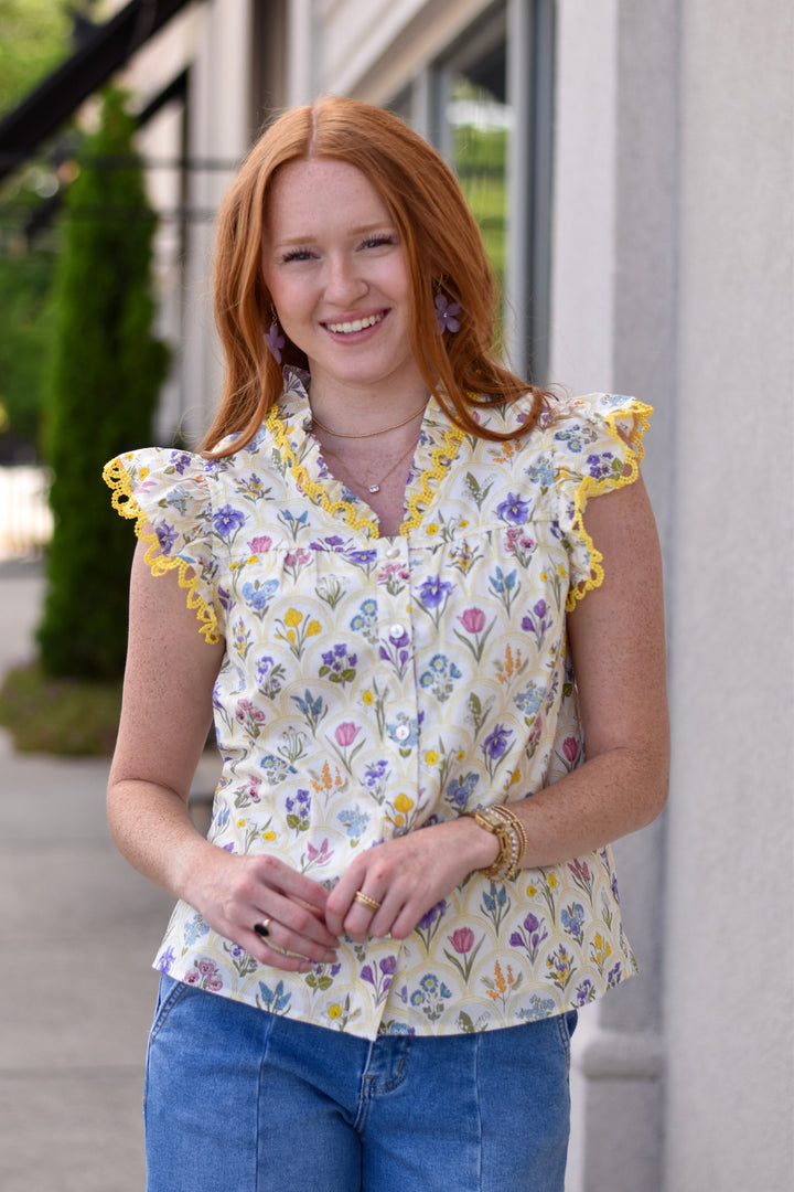Whimsy Bloom Scallop Top