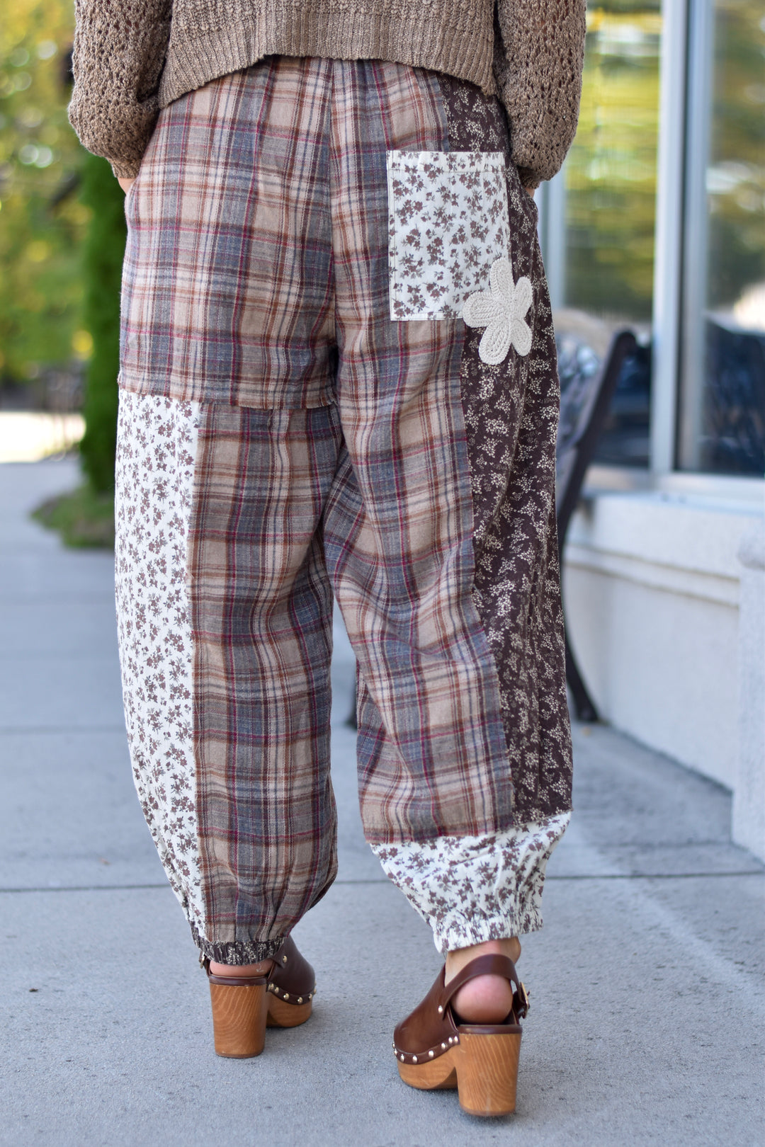 Easel Plaid & Floral Jogger Pants