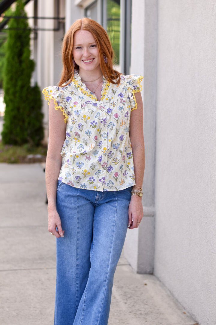 Whimsy Bloom Scallop Top