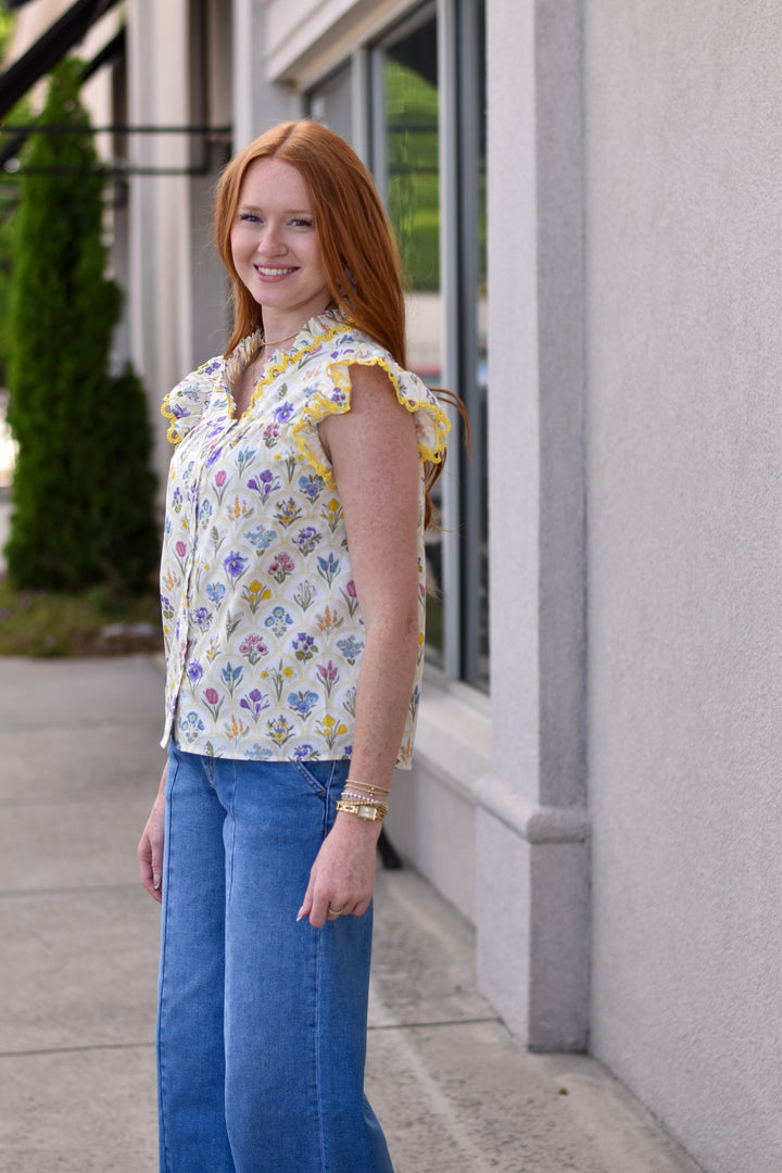 Whimsy Bloom Scallop Top