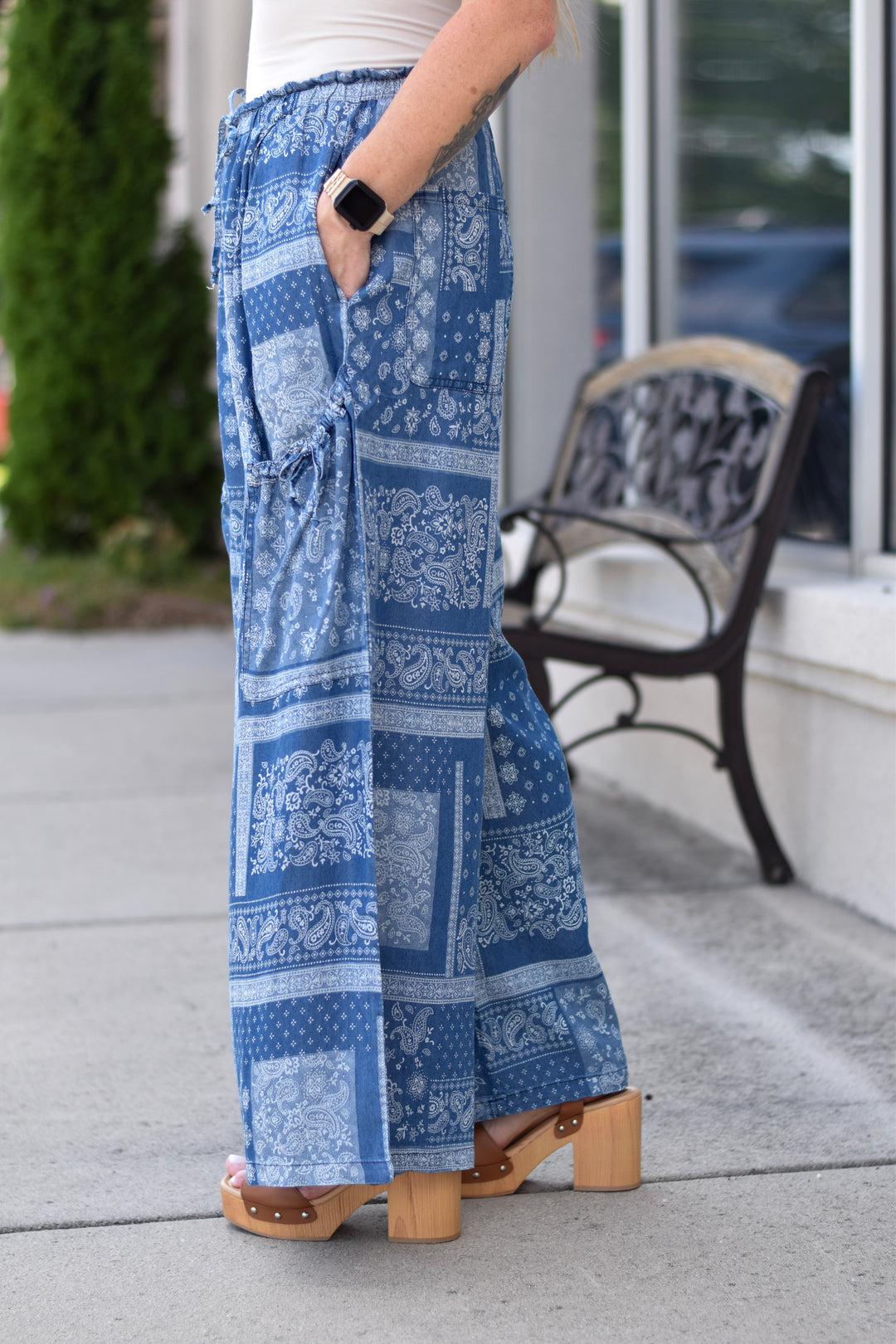 Paisley Tencel Wide Leg Pants