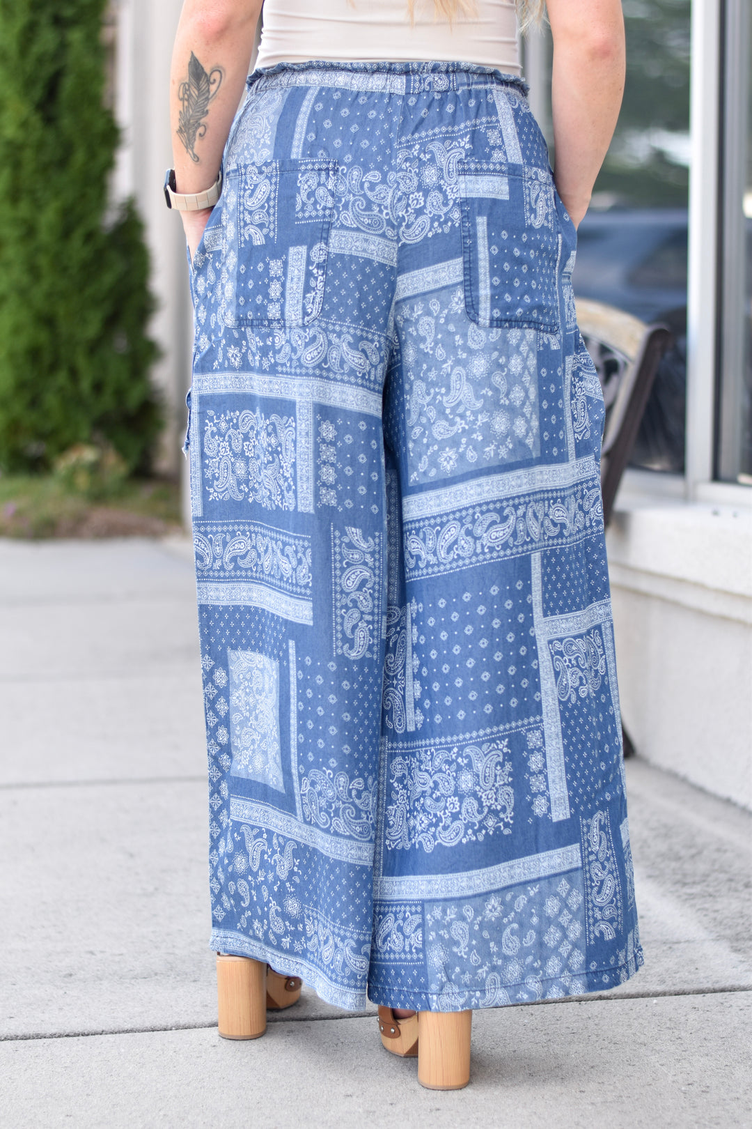 Paisley Tencel Wide Leg Pants