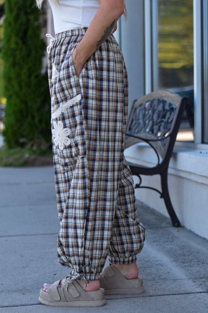 Boho Plaid Jogger Pants