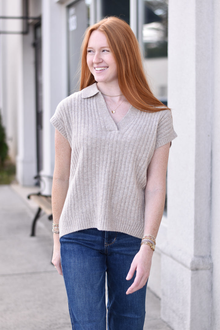 Soft Brushed Ribbed Sleeveless Sweater