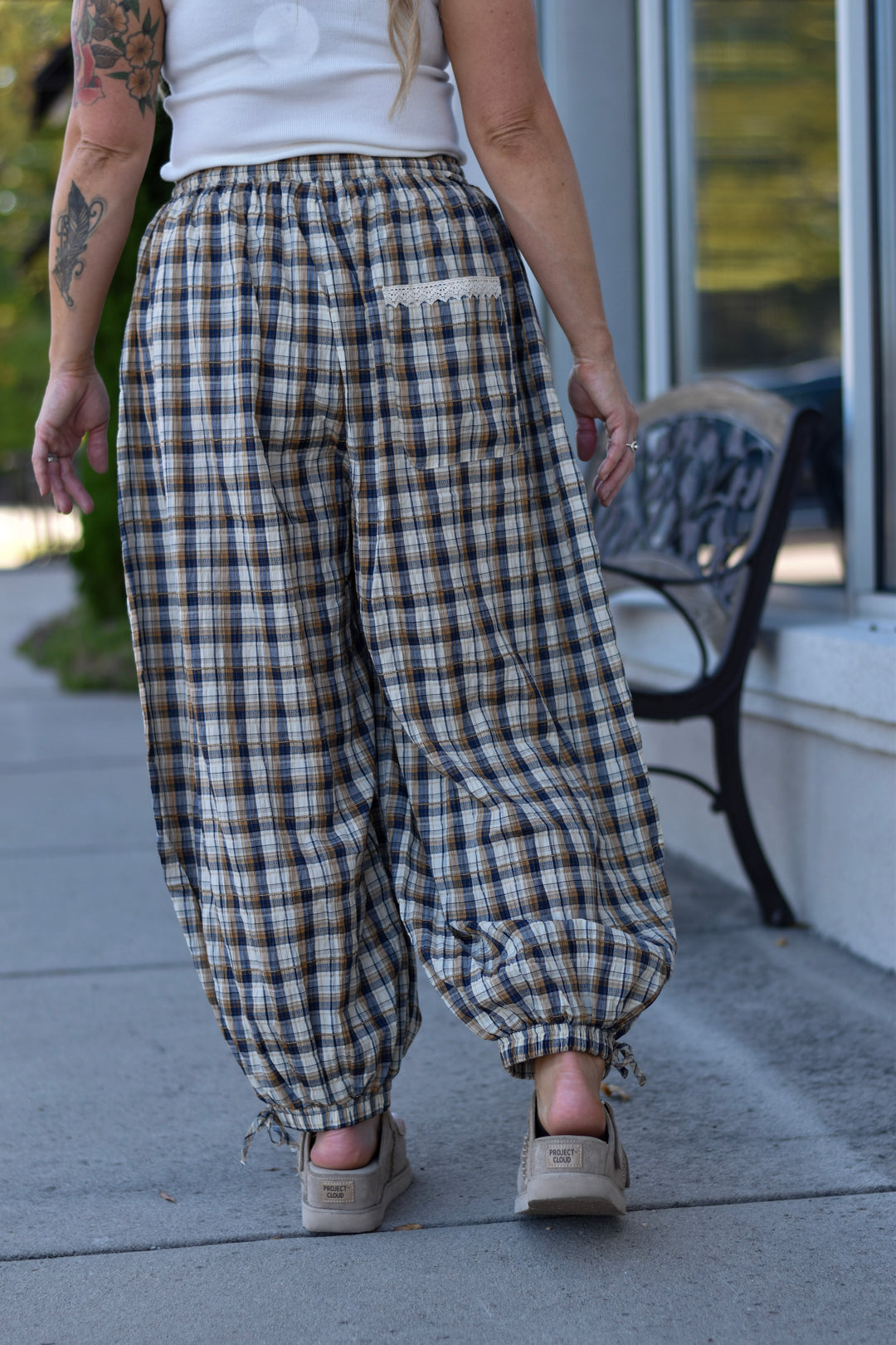 Boho Plaid Jogger Pants