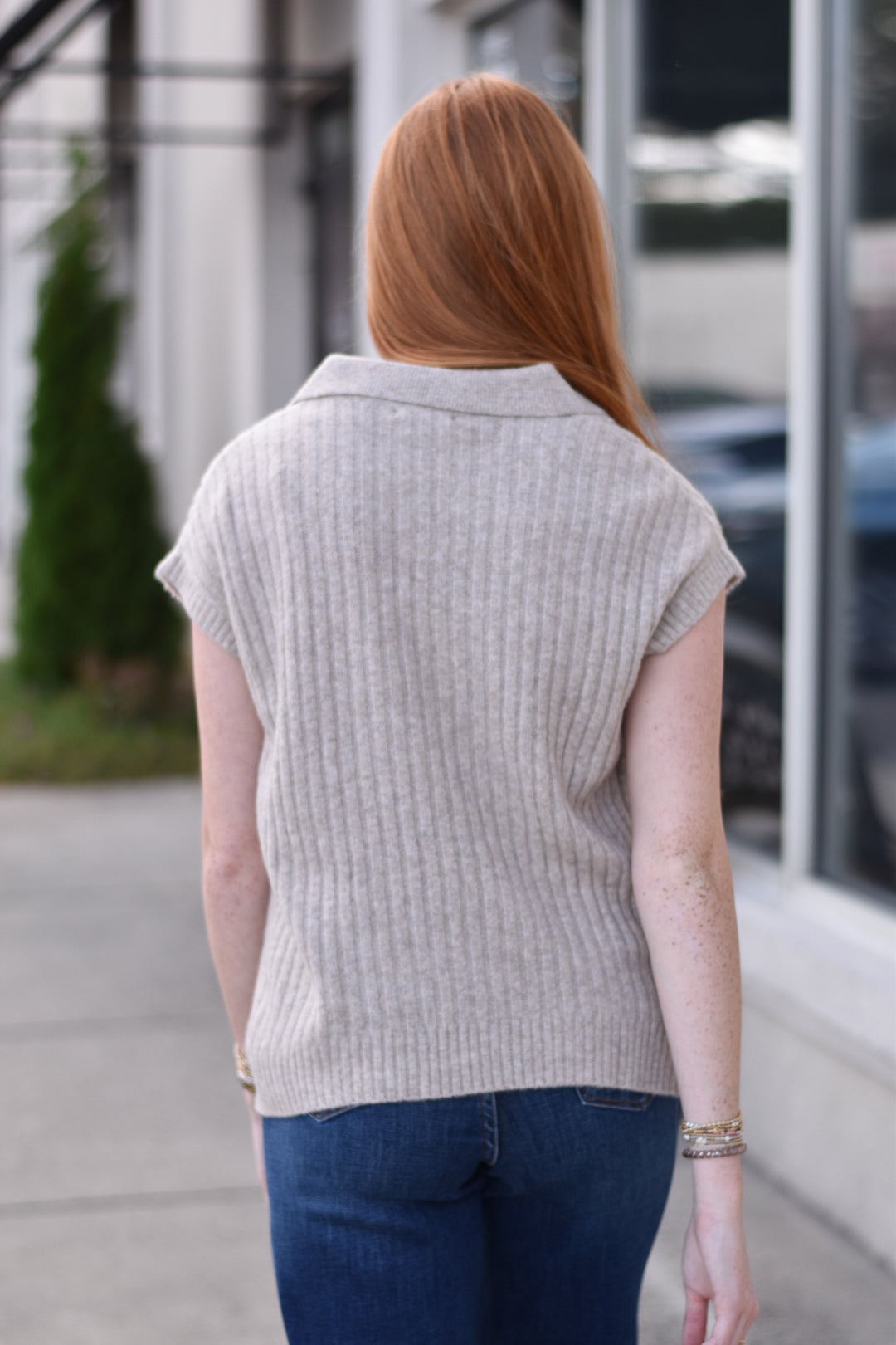 Soft Brushed Ribbed Sleeveless Sweater