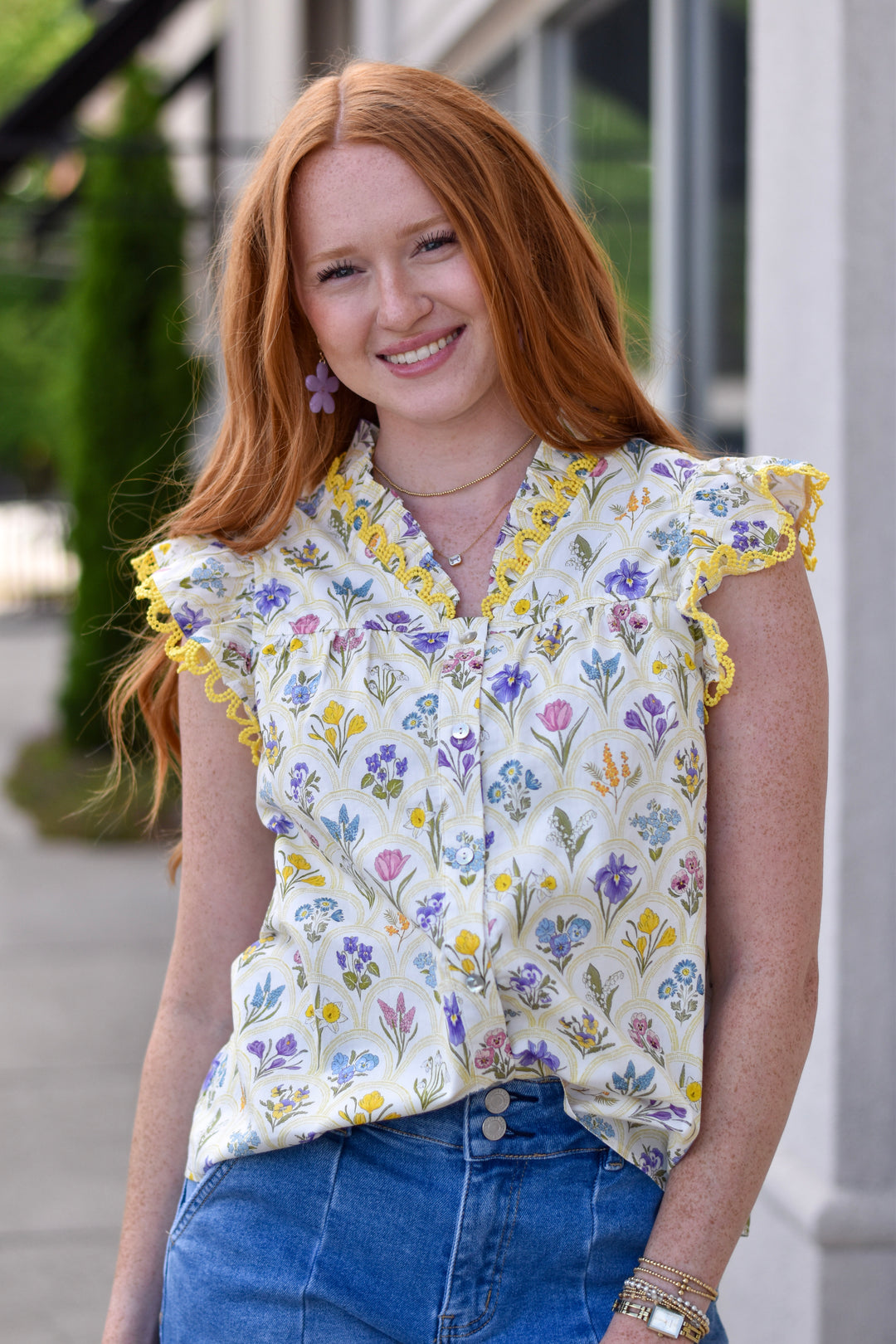 Whimsy Bloom Scallop Top