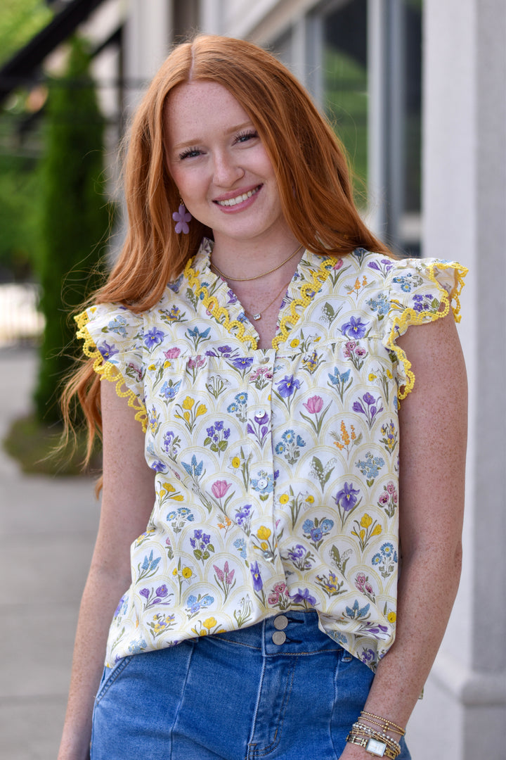 Whimsy Bloom Scallop Top