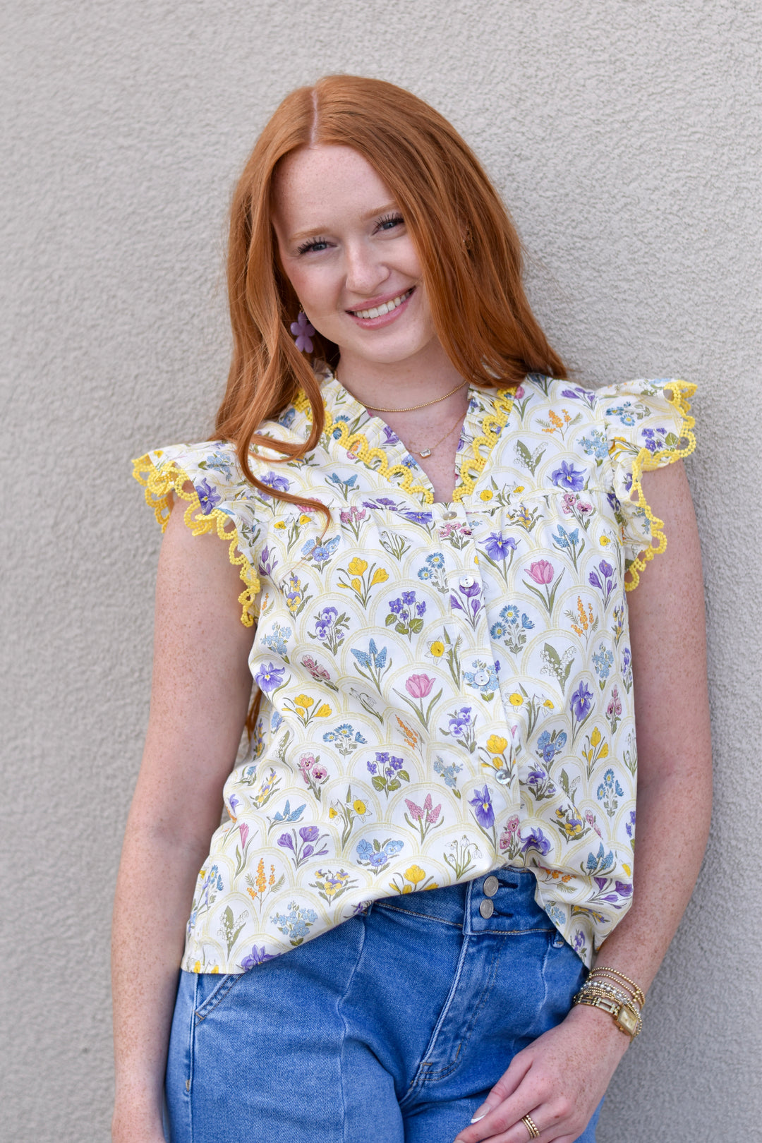 Whimsy Bloom Scallop Top