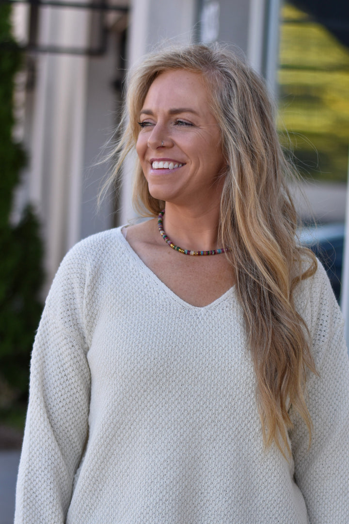 Golden Beaded Rainbow Necklace