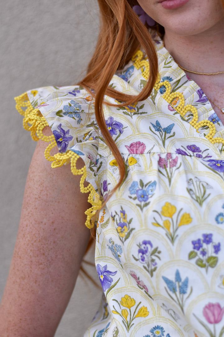 Whimsy Bloom Scallop Top