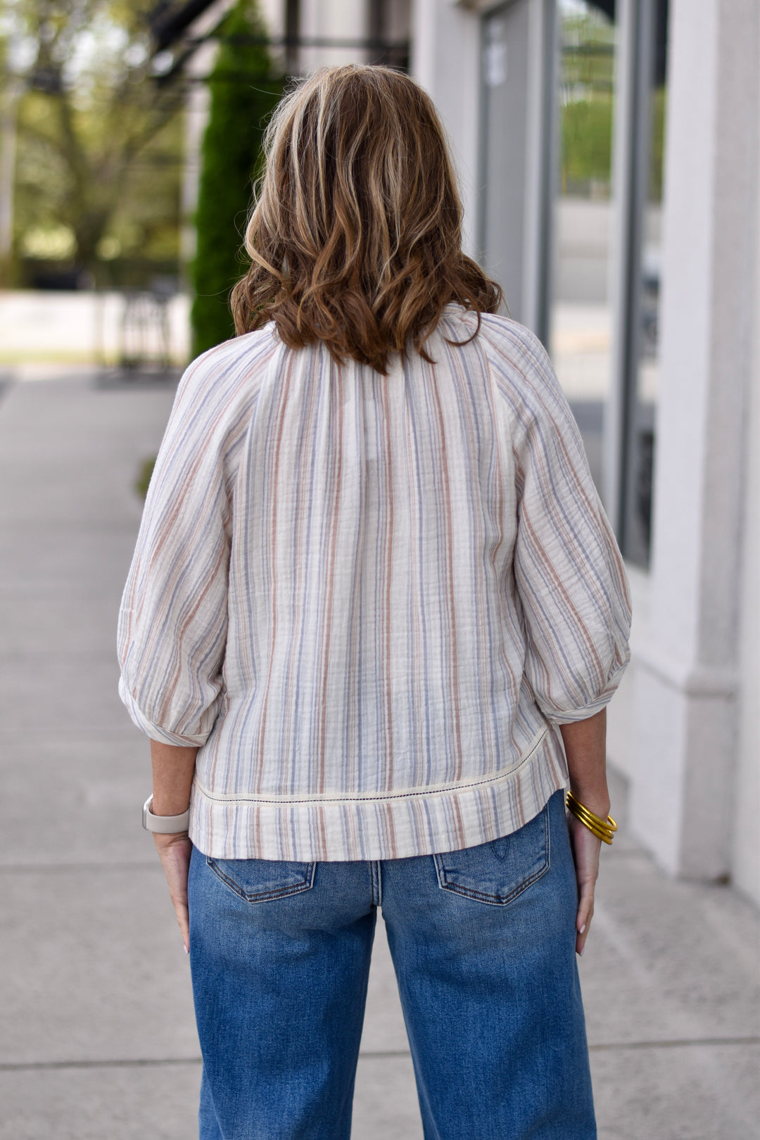 Sunset Stripes Cotton Gauze Blouse