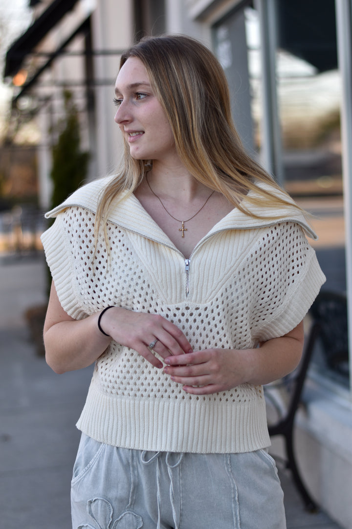 Lila Collared Zip Sweater Top