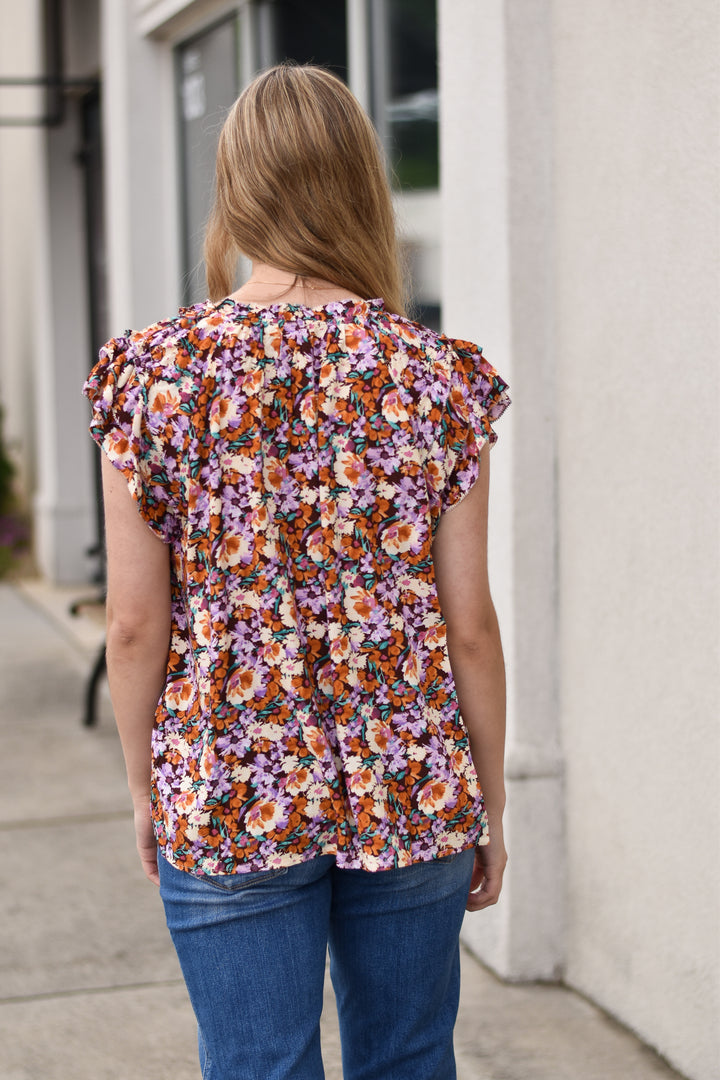 Vintage Floral Ruffle Top