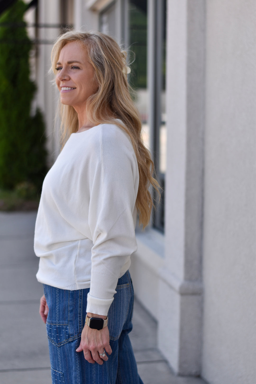 Pinch Boat Neck Dolman Sweater