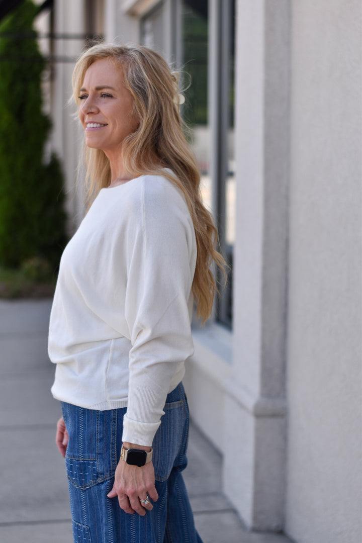 Pinch Boat Neck Dolman Sweater