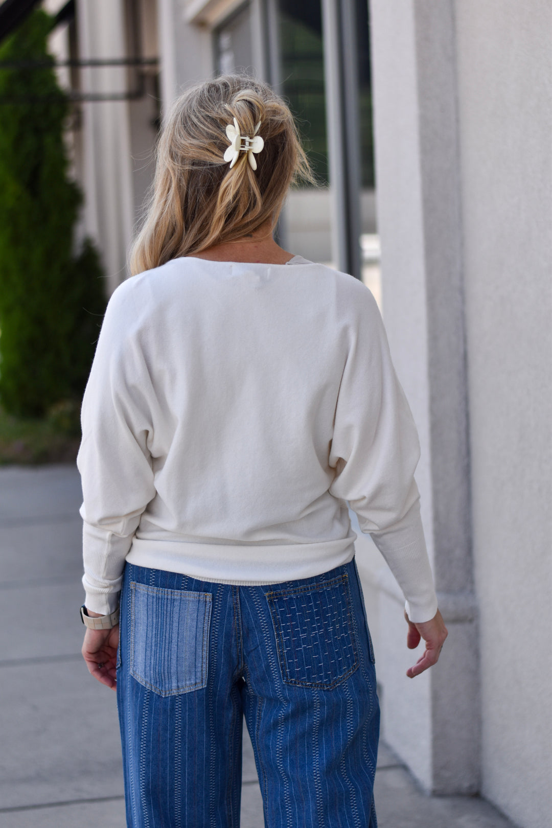 Pinch Boat Neck Dolman Sweater