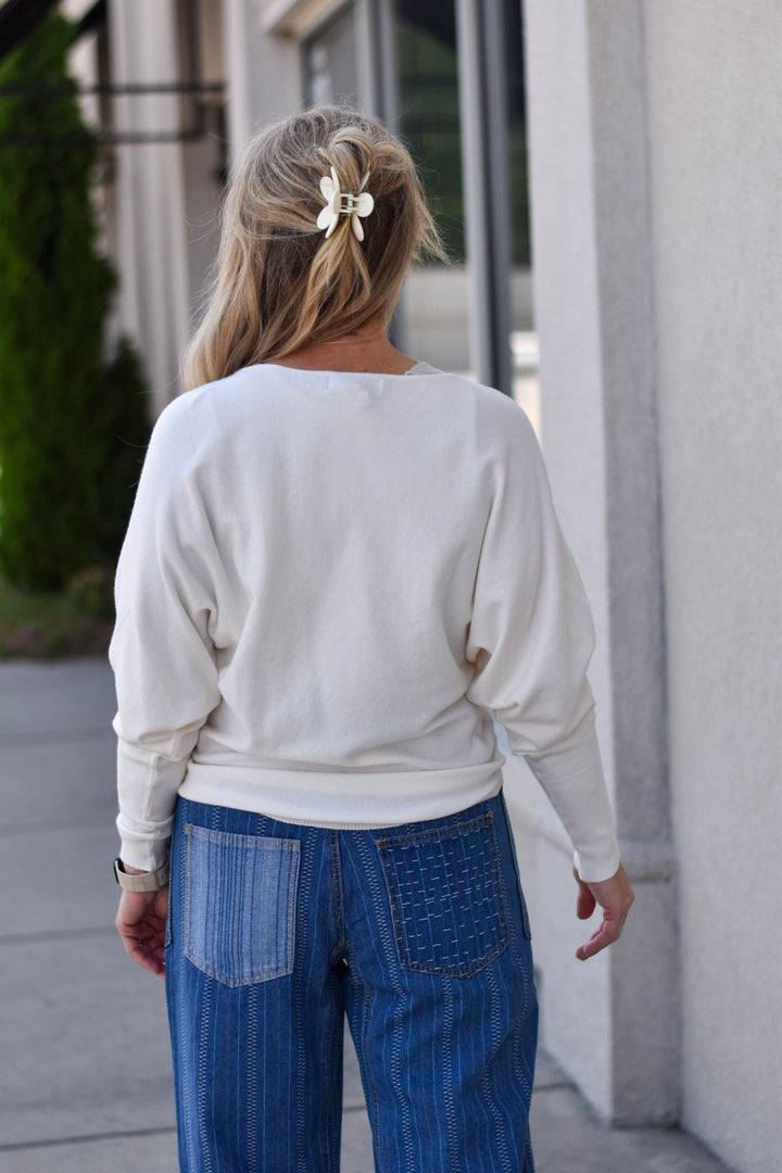 Pinch Boat Neck Dolman Sweater