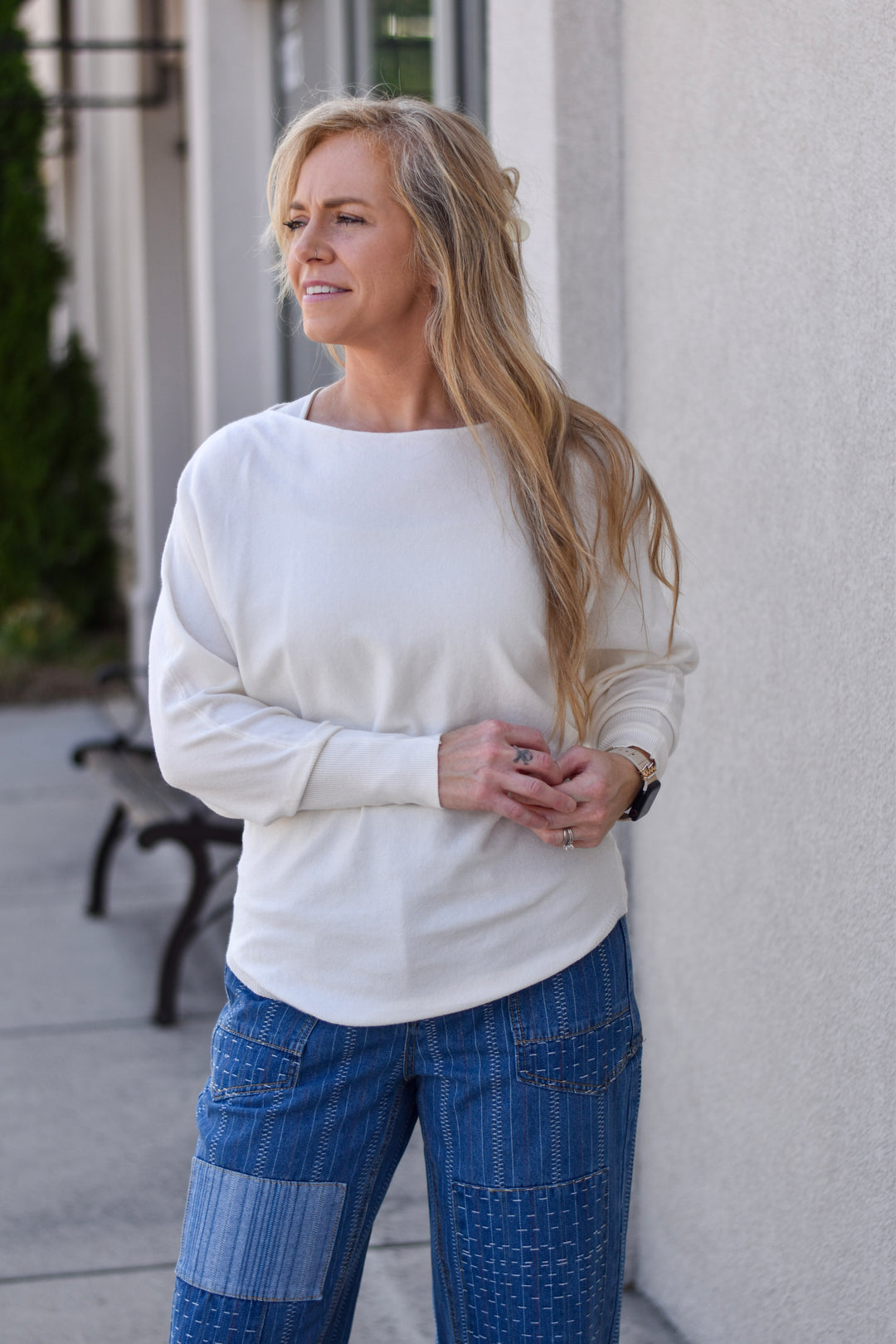 Pinch Boat Neck Dolman Sweater