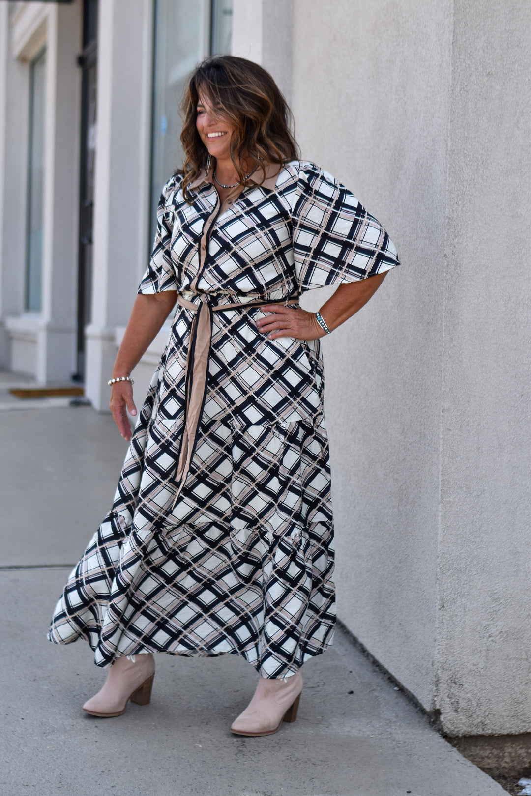 Plaid & Pretty Maxi Dress