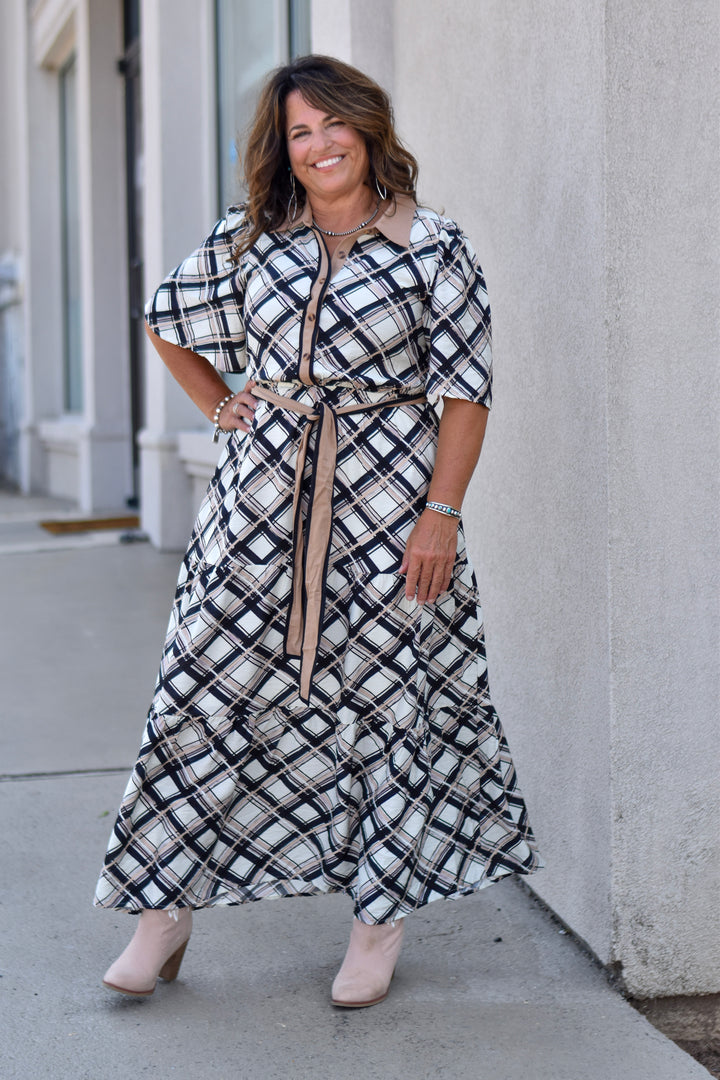 Plaid & Pretty Maxi Dress