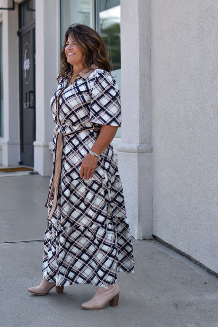 Plaid & Pretty Maxi Dress