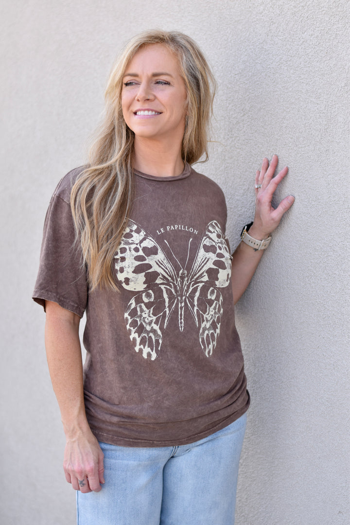 Free Spirt Butterfly Washed Tee