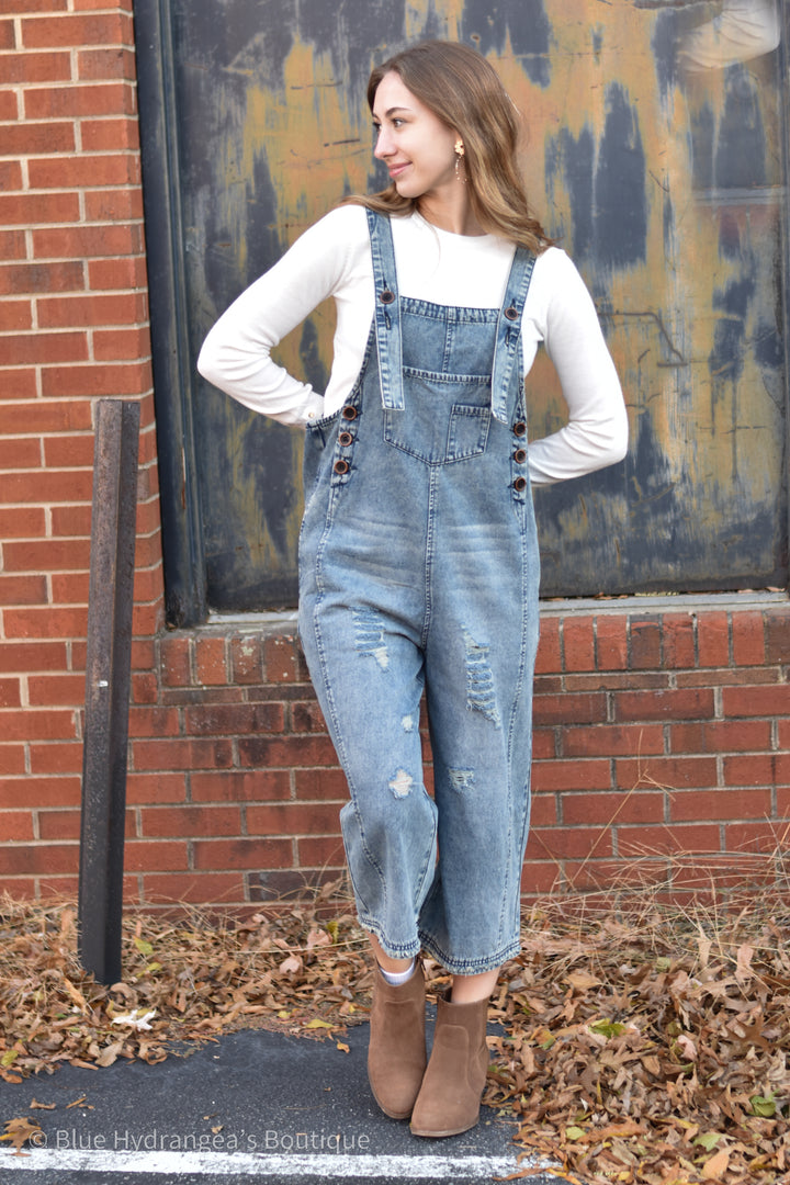 Slouchy Denim Overalls