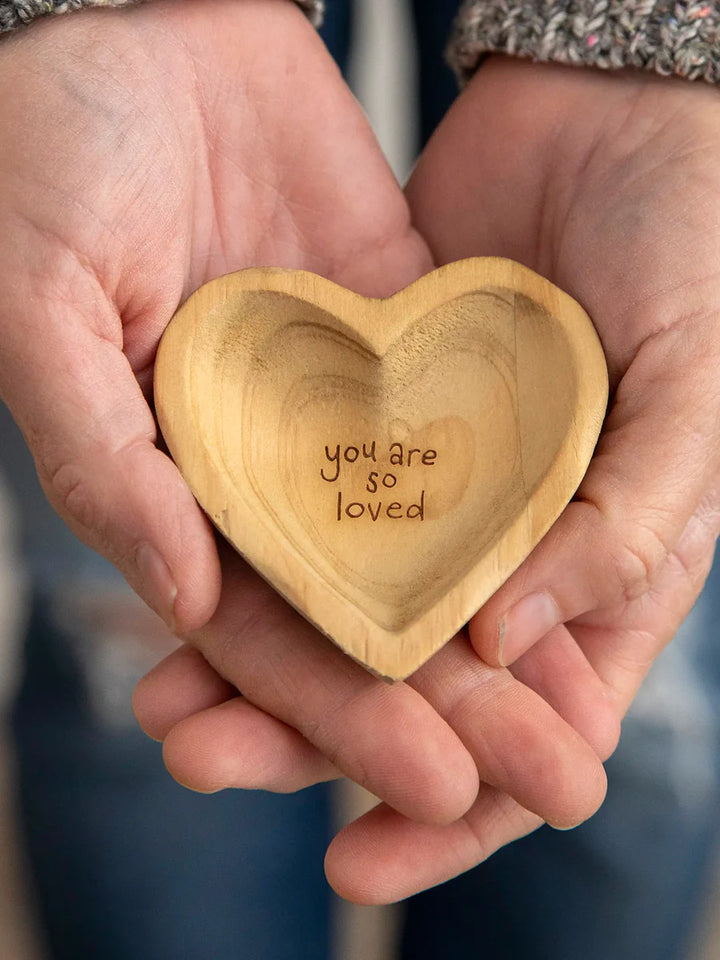 Wooden Heart Trinket Jewelry Dish - You are Loved.