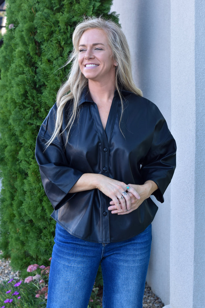 Midnight Muse Faux Leather Top