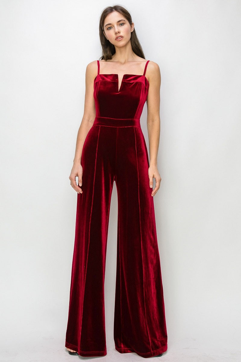 Everything Merlot Velvet Jumpsuit