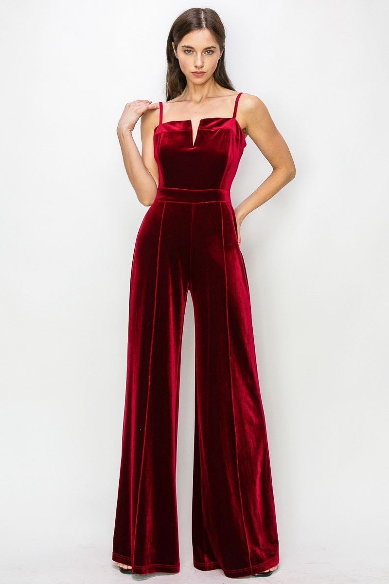 Everything Merlot Velvet Jumpsuit