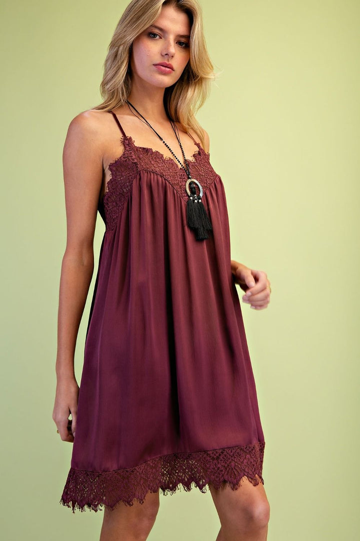 Satin Dreams Lace Hem Slip Dress