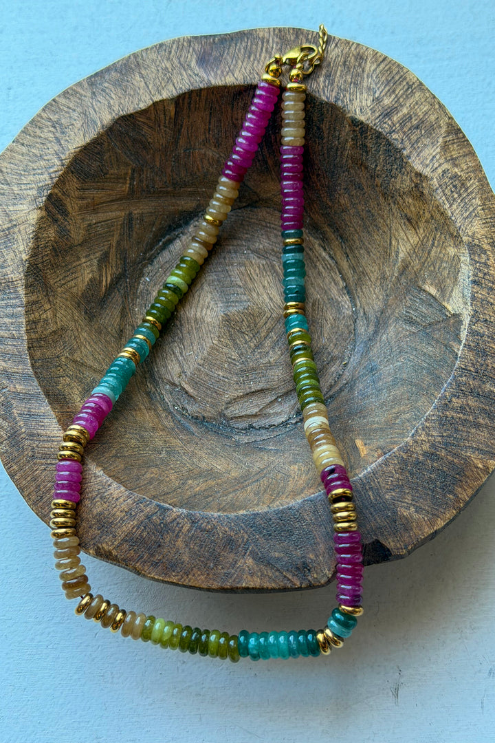 Golden Beaded Rainbow Necklace